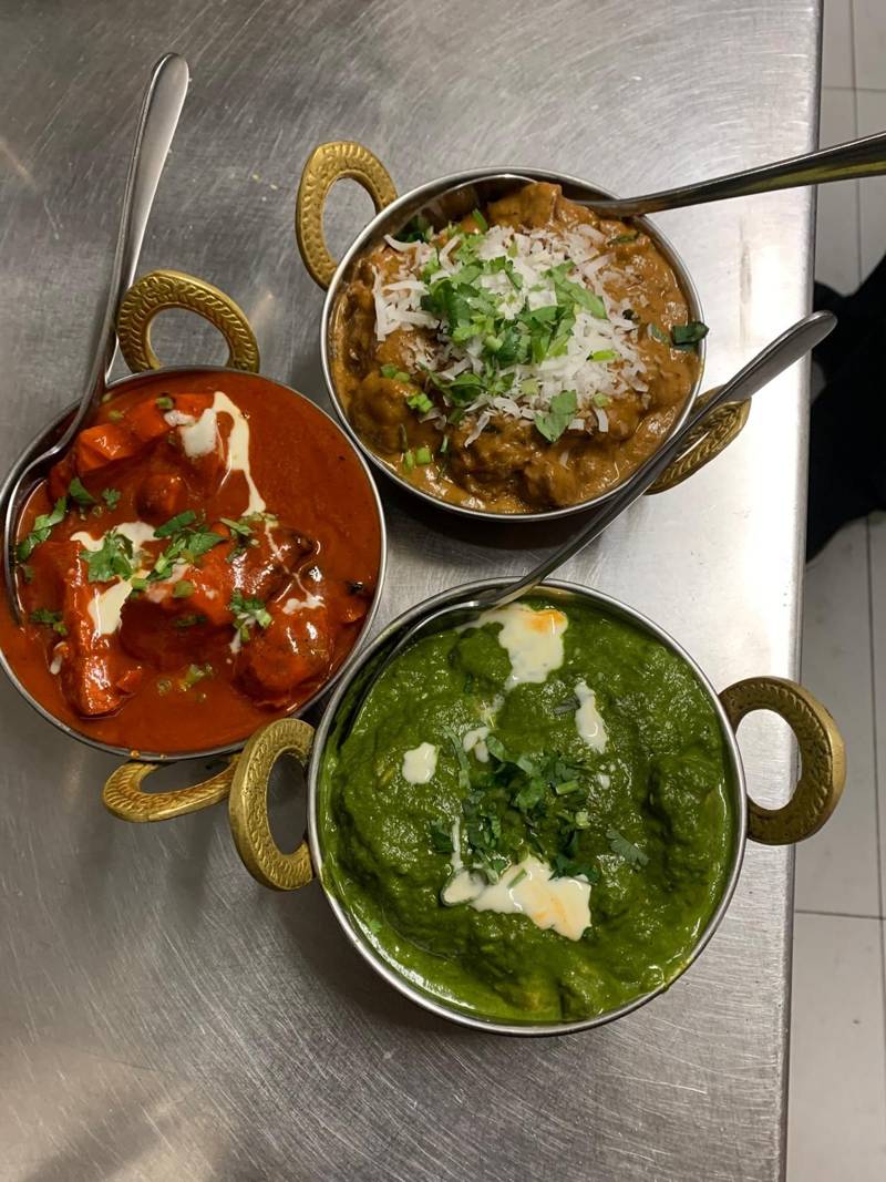 Butter chicken, lamb korma & palak paneer